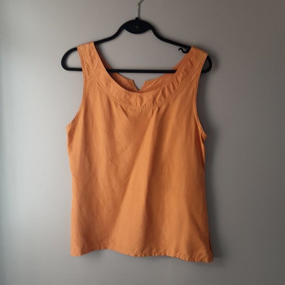 Vintage 100% Silk Sleeveless Top Blouse Yellow Gold, Made in Canada, Size 10 - Picture 3 of 8